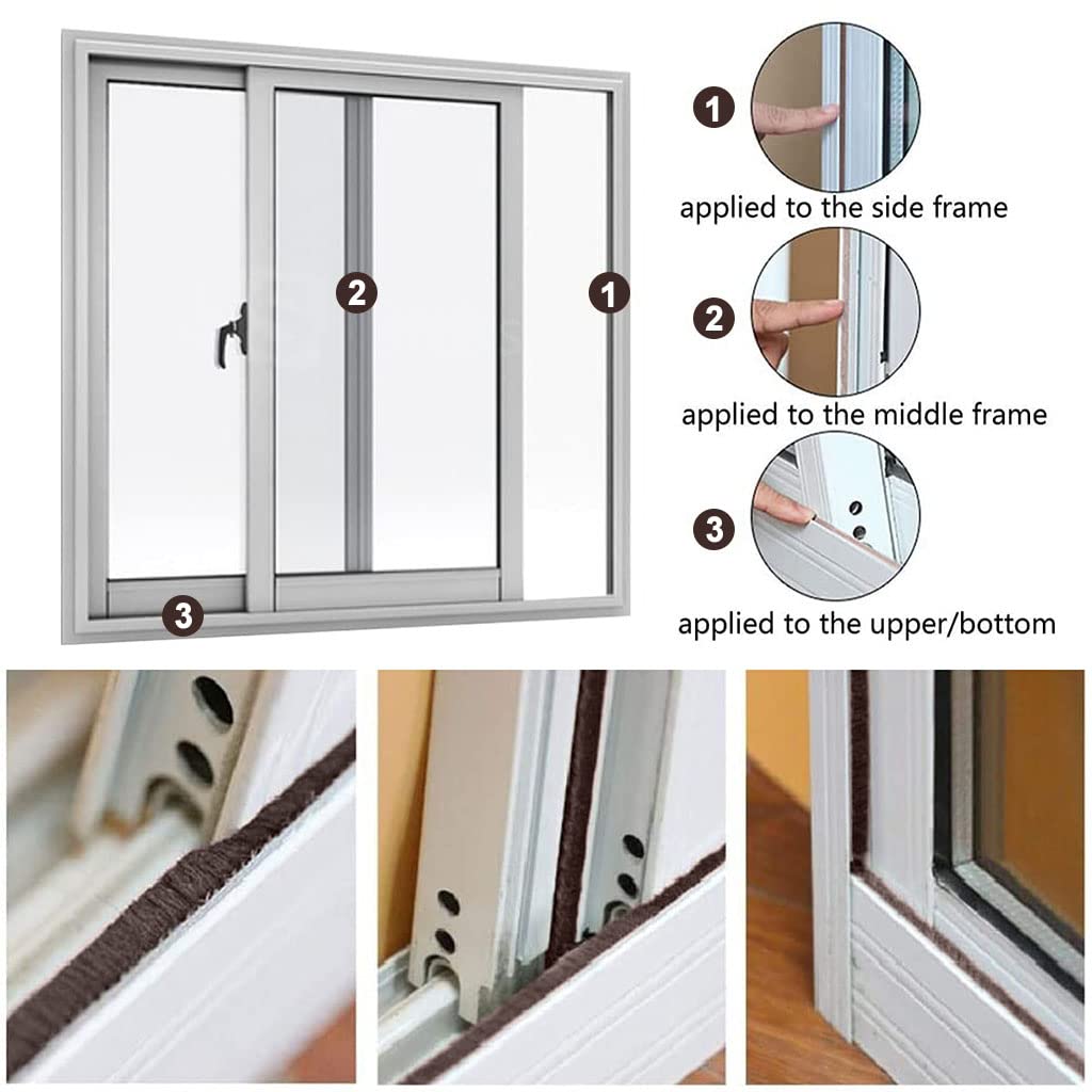 HASTHIP 10 Meters Soundproof Window Sealing Strips, Windproof Dustproof Door Window Frame Seal Self Adhesive Brush Strip, Sliding Window Seal, Window Door Seal, Sliding Door Seal Strip (Brown) HASTHIP 10 Meters Soundproof Window Sealing Strips, Windproof Dustproof Door Window Frame Seal Self Adhesive Brush Strip, Sliding Window Seal, Window Door Seal, Sliding Door Seal Strip (Brown)